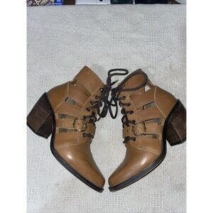 Stradivarius Women’s Dressy Boots Size 37 U.S. 6 M Brown Leather Going Out Party